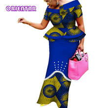 Vestidos africanos para mujer, vestido de Ankara de manga corta y cintura alta, vestido largo estampado de algodón, ropa africana para mujer WY4531 2024 - compra barato