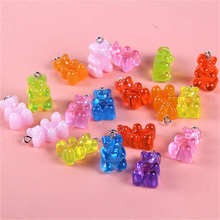 Julie Wang 10PCS Resin Bear Candy Charms Cartoon Artificial Food Mixed Colors Pendants Jewelry Making Accessory Home Decor 2024 - buy cheap