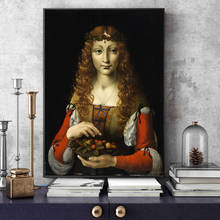 Lienzo artístico de chica con cerezas, pinturas al óleo de reproducción en la pared de Da Vinci, póster famoso, impresión, arte de pared, decoración del hogar 2024 - compra barato