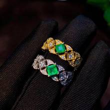 Anel de pedra preciosa verde esmeralda, anel com prata, novo presente de aniversário, festa de aniversário, ornamento para presente, pedra natural de noivado 2024 - compre barato