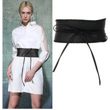 Western PU Leather Super Wide Ligature Design Women Cummerbund Fashion Dress Sweater Women Wide Belt 2024 - buy cheap