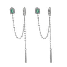 two piercing long tassel chain cz earring for women 2020 new trendy jewelry 2024 - buy cheap