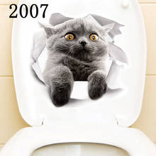 1Pcs Waterproof Toilet Stickers 3D Cats Pattern Bathroom Sticker Wall Decals Kids Room Decoration Mural 25*16.5CM 2024 - buy cheap