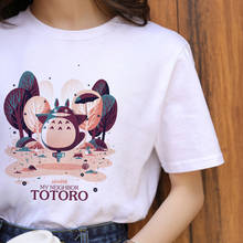 Totoro camiseta feminina estilo harajuku, camiseta de desenhos animados para mulheres, estilo harajuku ullzang, para estúdio ghibli, kawaii, miyazaki hayao 2024 - compre barato