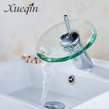 Xueqin-grifo con borde de vidrio pulido cromado, grifería de cascada para lavabo de baño, mezclador de agua fría y caliente montado en cubierta 2024 - compra barato