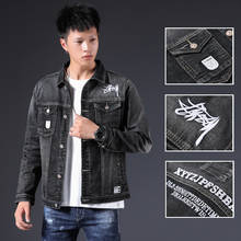 Man Jean Jacket For Men Bomber Denim Jeans Jackets Casaco Masculino Men'S Coat Streetwear Patchwork Gray Blue Casual 2024 - buy cheap