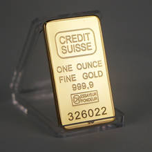 Barra de lingote de crédito chapado en oro de 1 onza no magnético, barra de lingote de crédito de Suiza, moneda conmemorativa de Arte Moderno de Metal 2024 - compra barato