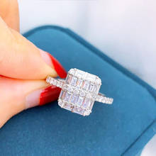 Fashion Ladies  Silver Color Wedding Band Bridal Rings Bling Trapezoid Zircon Engagement Eternity Zirconia  Jewelry 2024 - buy cheap