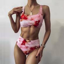 Summer Sexy Women Bikini Suit Swimsuit Marble Printing Skin-friendly 3 Colors Push-up Bra Bikini Set Swimming Swimwear 2024 - buy cheap