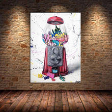 Máquina de doces grafite pôster e impressões na parede tela de pintura arte da parede da rua imagem para sala de estar decoração de casa sem moldura 2024 - compre barato