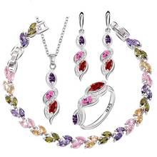 Multicolor Cubic Zirconia Silver Color Jewelry Sets For Women Necklace Pendant Earrings Ring Bracelet Free Gift Box WPAITKYS 2024 - buy cheap