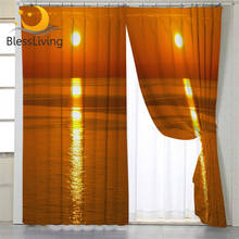 BlessLiving Sunset Living Room Curtains Spain Majorca View Bedroom Curtains Natural Scenery Blackout Curtains Landscape Rideaux 2024 - buy cheap