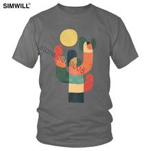 Vintage Cactus Totem Tee Men Cotton Plant Cactaceae T Shirts Short Sleeve Crew Neck Tshirt Retro Summer Casual Tops Wholesale 2024 - buy cheap