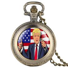 Collar temático del presidente Donald Trump, reloj de bolsillo de cuarzo, cadena colgante, coleccionables, gran regalo para hombres y mujeres 2024 - compra barato