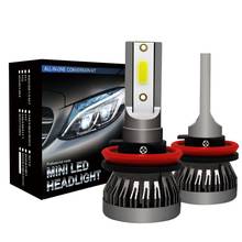 Kit de farol de carro com led, 2 peças, cob h11 120w, 6000lm, turbo lâmpadas, k, luzes, acessórios para carro 2024 - compre barato