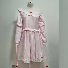 Японское студенческое милое розовое платье для девочек в стиле Харадзюку, розовое вечернее платье с открытыми плечами, весна 2019 2024 - купить недорого