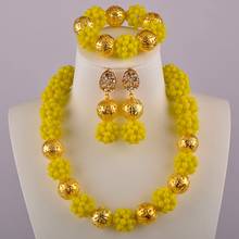 Opaque Yellow African Beads Jewelry Set Nigerian Wedding Necklace Sets 2024 - buy cheap