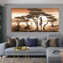 African Art Landscape and Woman  Canvas Paintings Posters and Prints Wall Art Picture for Living Room Home Decoration 2024 - buy cheap