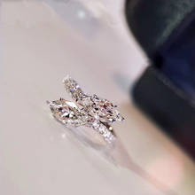 Anel de noivado de pedra de cristal de luxo anel de noivado de folha geométrica de zircão branco 2024 - compre barato