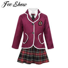 Child Kids Girls British School Uniform Student Japanese Anime Costume Suit Coat &Turn-down Collar Shirt Tie Mini Skirt Clothing 2024 - buy cheap