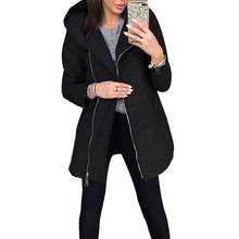 Winter woman warm coat Women Fashion Solid Color Thicken Wadded Hooded Coat Zipper Midi Jacket Outwear 2024 - buy cheap
