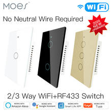 NEW WiFi Smart Light Switch RF433 No Neutral Wire Single Fire Smart Life Tuya App Control Works with Alexa Google Home 110V 220V 2024 - buy cheap