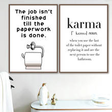 Toilet Paper Karma Nordic Canvas Posters And Prints Wall Art Canvas Painting Wall Pictures For Bathroom Home wall Decor 2024 - buy cheap