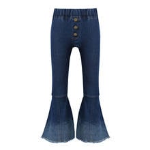 Little Girl's Vintage Jeans Skinny Denim Bell-Bottoms Pants Kids Girls Fashion Gradient Color Flared Trousers Raw Hem Jeans 2024 - buy cheap