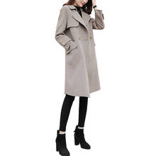 2020 new spring autumn Korean coat loose woolen  women's mid-length coat fashion popular knee temperament Thench Coat A739 2024 - buy cheap