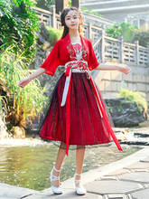 Костюм для китайского традиционного танца, костюм для женщин Hanfu, одежда для древних женщин, народное танцевальное платье для сцены династии Тан, наряд 2024 - купить недорого