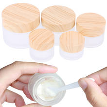 1PCS 5g 10g 15g 30g 50g Frosted Glass Jar Skin Care Eye Cream Jars Pot Refillable Bottle Cosmetic Container With Wood Grain Lid 2024 - buy cheap