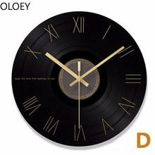 Relógio de parede grande gravador de vinil, relógio industrial e luxuoso, digital, preto, retrô, decoração moderna, de parede 2024 - compre barato