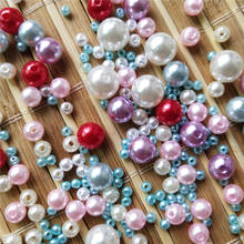 Cuentas de perlas de imitación redondas, cuentas espaciadoras sueltas de acrílico con agujero para la fabricación de joyas, accesorios de regalo DIY, 3/4/5/6/8/10mm 2024 - compra barato