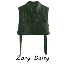 Zary daisy daisy s novo curto colete acolchoado de algodão curto feminino 2024 - compre barato