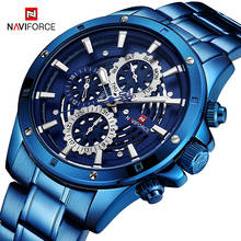 NAVIFORCE Топ, люксовый бренд, мужские часы, мужские, синие, нержавеющая сталь, кварцевые, Бизнес наручные часы, 24 часа, дата, часы, Relogio Masculino 2024 - купить недорого