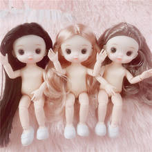 New BJD Doll 16 Cm 13 Movable Joints Children's Doll Toy Cute Multicolor Hairstyle Ob11 White Skin Baby Naked Body Girl Toy Gift 2024 - buy cheap