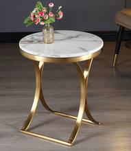 Mesa auxiliar moderna de mármol para sofá cama, mesa de centro redonda pequeña, Marco chapado en oro de acero inoxidable 2024 - compra barato