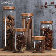 High Quality Glass Sealed Cans with Bamboo Lid Grains Tea Leaf Coffee Beans Candy Snack Storage Bottle Kitchen Food Storage Jar 2024 - buy cheap