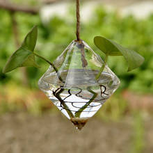 Beauty Home Room Decor Clear Rhombus Glass Mini Hanging Water Plant Vase Bottle 2024 - buy cheap