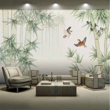 Milofi custom personality wallpaper mural new Chinese style bamboo newspaper safe bamboo forest bird TV sofa background wall 2024 - buy cheap