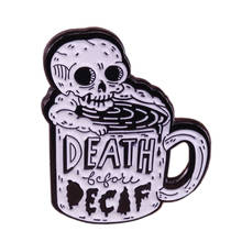 Taza de café con forma de Calavera, pin esmaltado, silueta y pin para Letras, joyería para amantes del café 2024 - compra barato