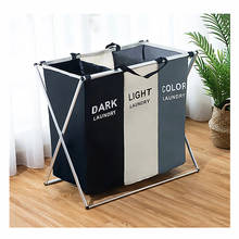 Foldable X-shape Water Proof Dirty Laundry Basket Organizer Printed Collapsible Three Grid Home Sorter Hamper Laundry Bags Large 2024 - buy cheap