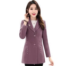 2020 весна осень новое пальто из искусственной шерсти женское корейское плюс размер приталенное однобортное шерстяное пальто модное элегантное женское пальто 3XL 2024 - купить недорого