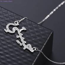 Collares con colgante de fuente de moda, cadena de plata de aleación, collar con nombre árabe, regalo de dama de honor para mujer 2024 - compra barato