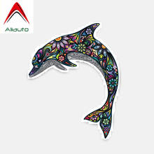 Aliauto-adesivo automotivo de desenho animado, clássico, colorido, golfinho, decalque de vinil, capa de arranhões para peugeot 207, passat b7, kia golf, 16cm * 12cm 2024 - compre barato