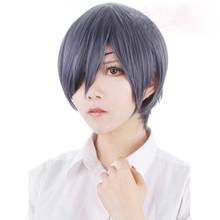 Black Butler Kuroshitsuji Ciel Phantomhive Short Mixed Gray Blue Heat Resistant Cosplay Costume Wig 2024 - buy cheap