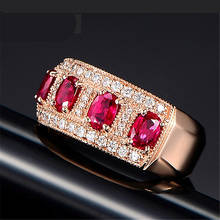 Anel de noivado de zircão oval na moda da cor de prata do ouro de rosa do anel de cristal azul feminino do vintage 2024 - compre barato