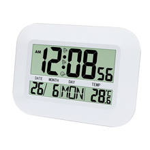 Large LCD Wall Clock Desk Snooze Alarm Clock Temperature Calendar Display 2024 - buy cheap