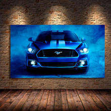 Pinturas de arte de pared Fords Mustang Supercar Blue, imágenes artísticas en lienzo, carteles e impresiones modernos para la decoración del hogar del dormitorio 2024 - compra barato