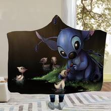 Capa com capuz fofa e stitch, manta e capuz personalizável para sofá carros cobertor para cama do quarto da disney 2024 - compre barato